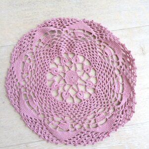 Vintage Handmade Mauve Pink Crocheted Doily 9" Round Lace Table Decoration